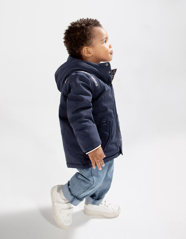 Parka marine fourrée à capuche bébé garçon