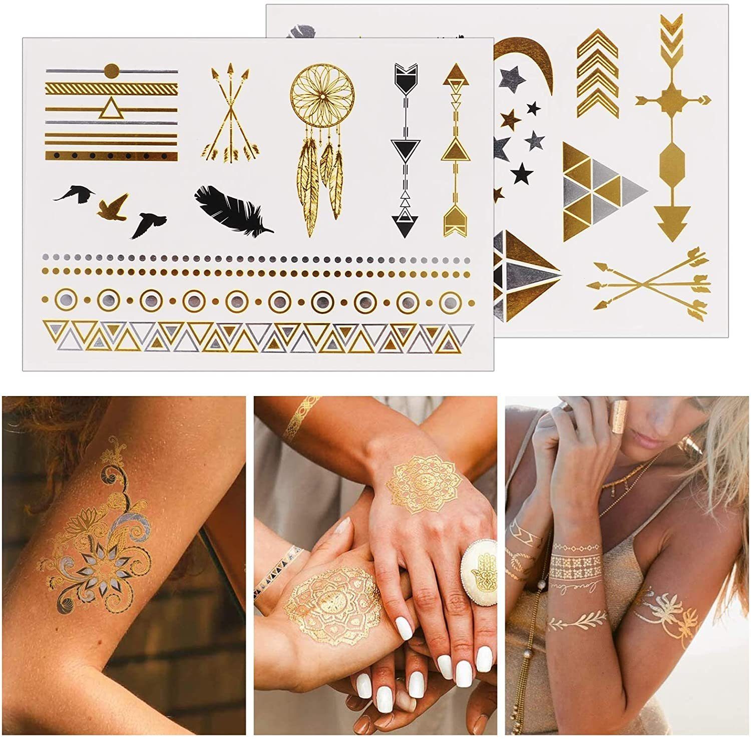 COOL-i ® Schmuck-Tattoo, Flash,Temporäre Klebetattoos 16 Blatt
