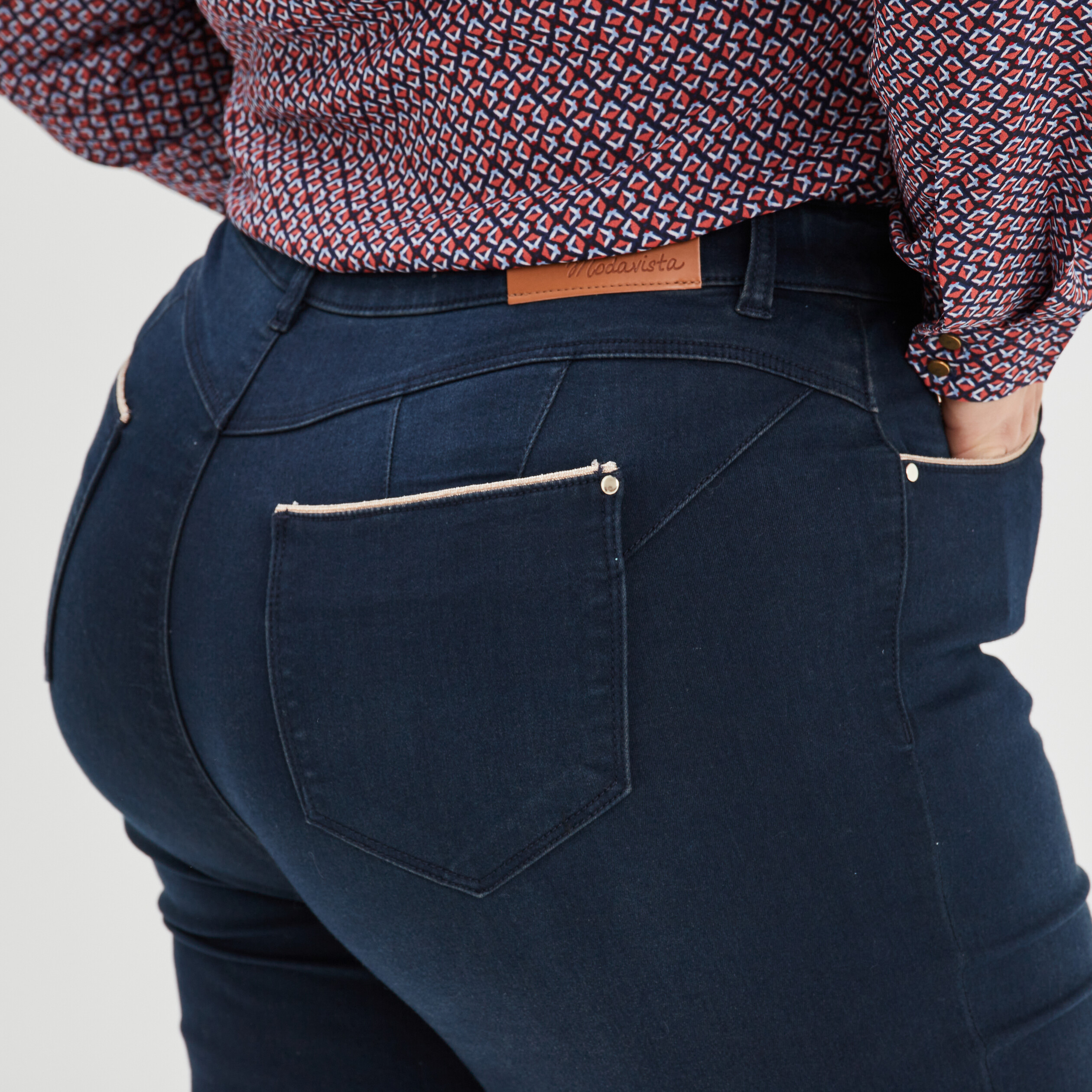 Jeans slim 5 poches avec liserés bleu femme grande taille | La Halle