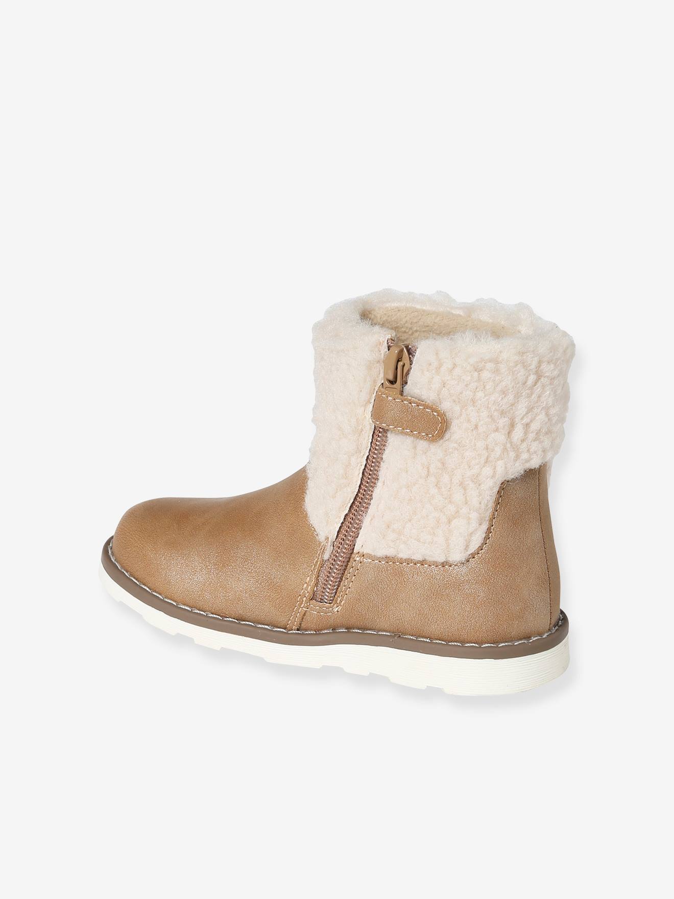 Boots fourrées zippées fille collection maternelle taupe