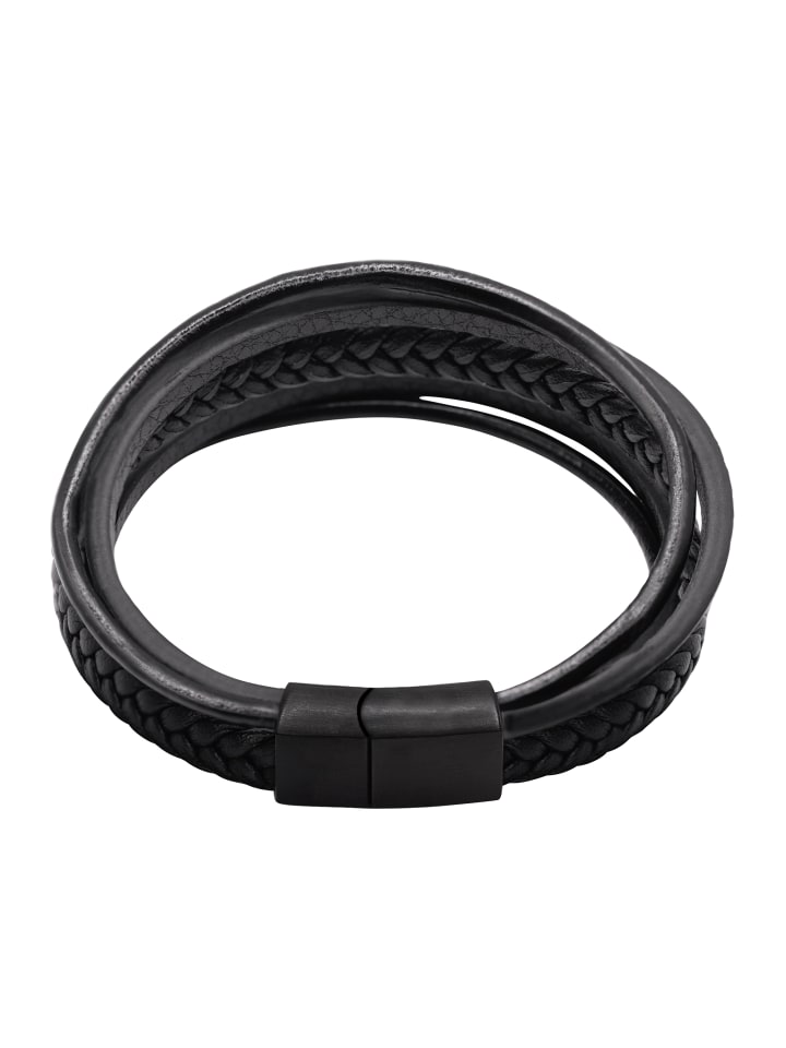 Steel_Art Herrenarmband Lederarmband Joris in schwarz günstig kaufen