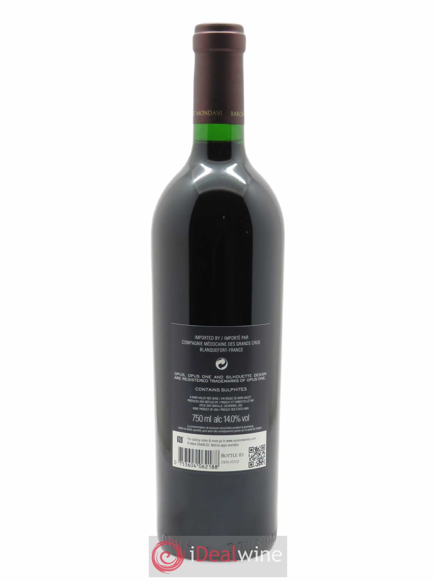 Napa Valley Opus One Robert Mondavi (CBO à partir de 6 BTS) 2018 - Lot de 1 Bouteille