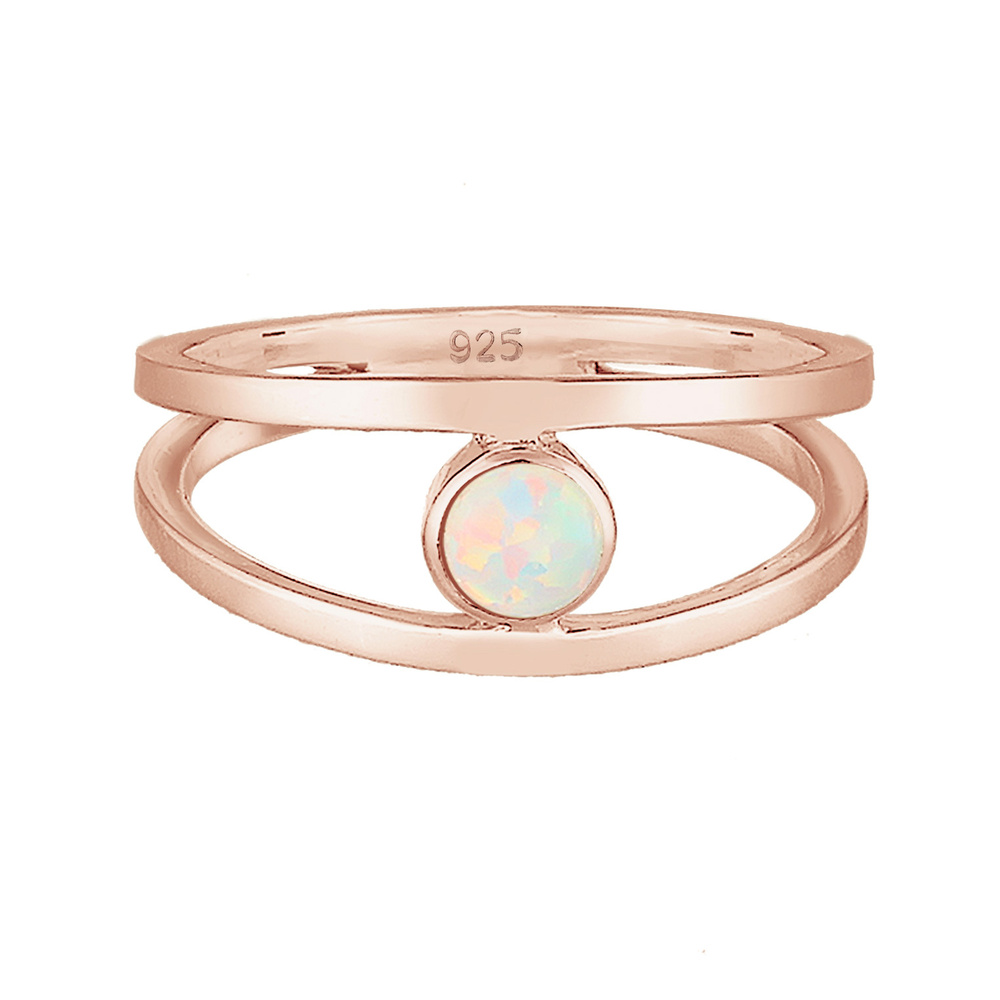 Elli Elli Bague Femmes Opale Synthétique à Double Sein en Argent Sterling 925 Bague