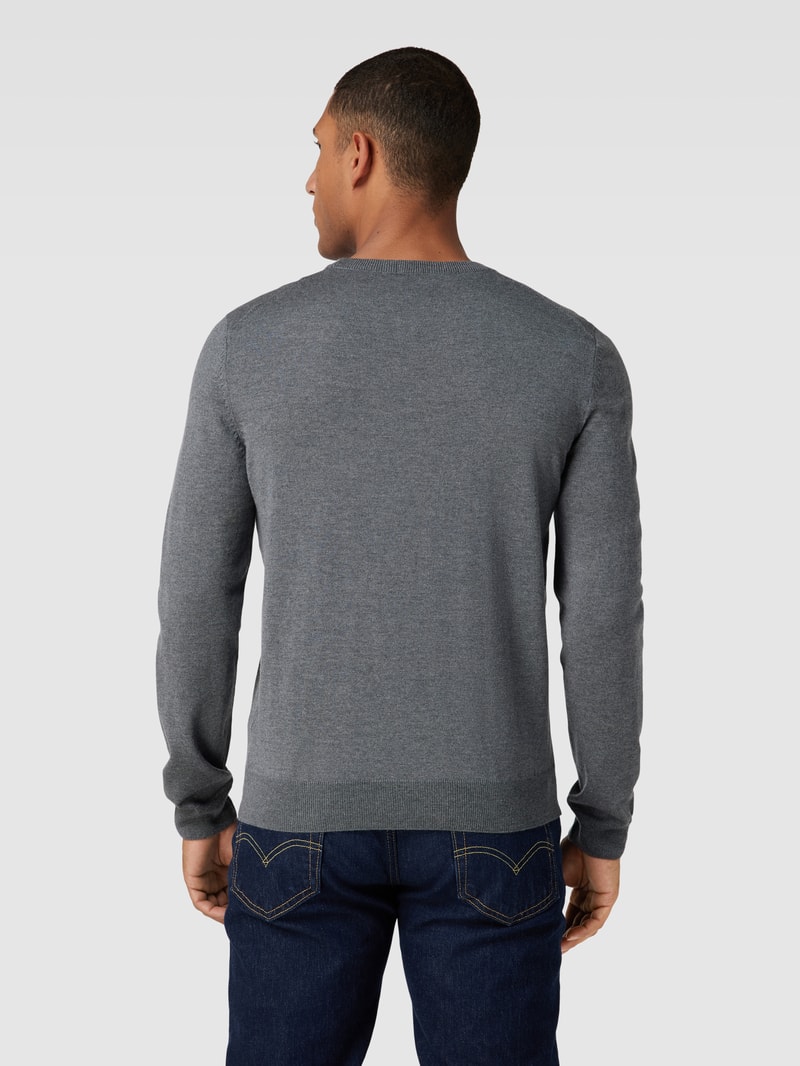 Strickpullover mit geripptem V-Ausschnitt Modell 'Baram' in anthrazit