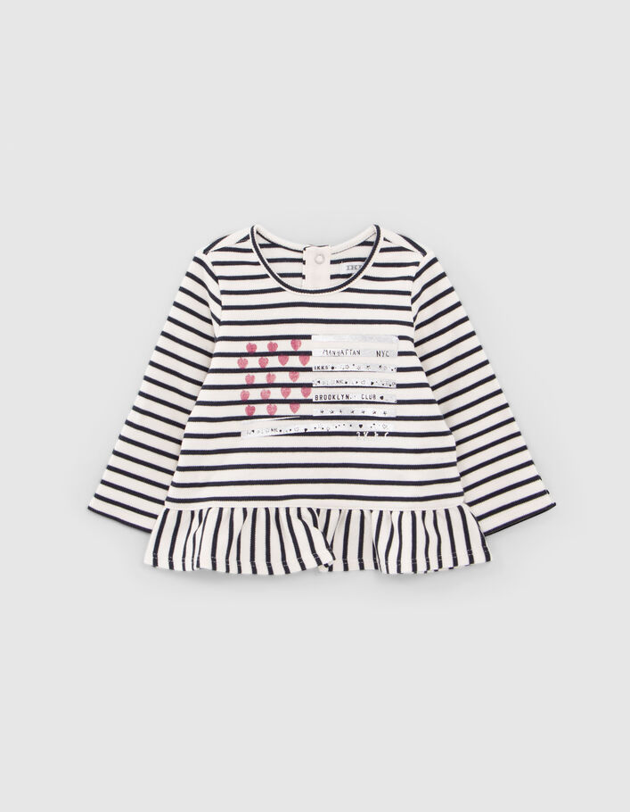 T-shirt marinière coton bio visuel drapeau bébé fille