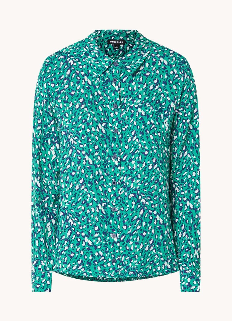 Krep bluza Whistles s leopard printom i džepom na prsima