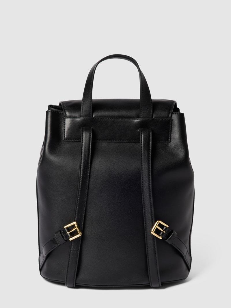 Rucksack aus Leder mit Label-Applikation Modell 'WINNY' in schwarz