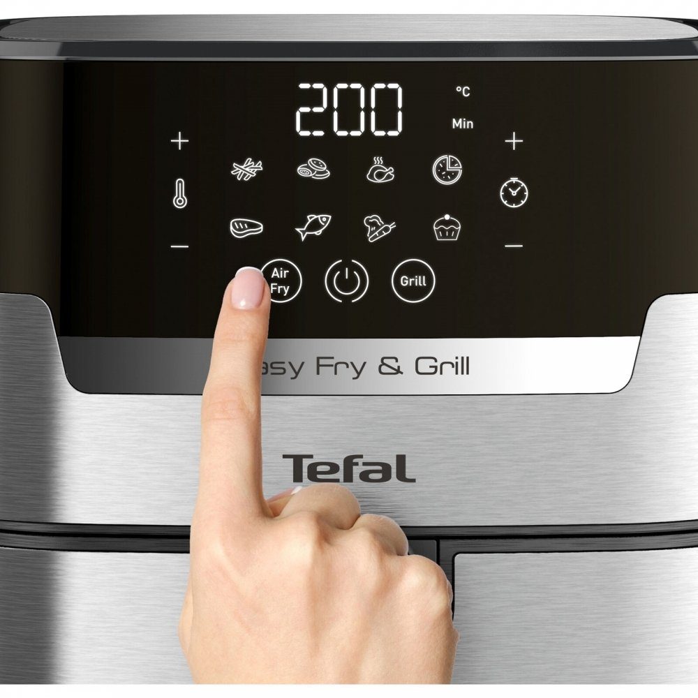 Tefal Heißluftfritteuse EY505D Easy Fry & Grill Deluxe - Heißluftfritteuse - edelstahl/schwarz, 1400 W