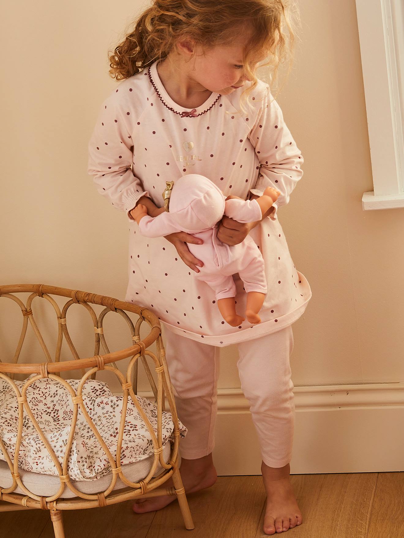 Lot de 2 chemises de nuit à fleurs + legging lot rose bleu aop