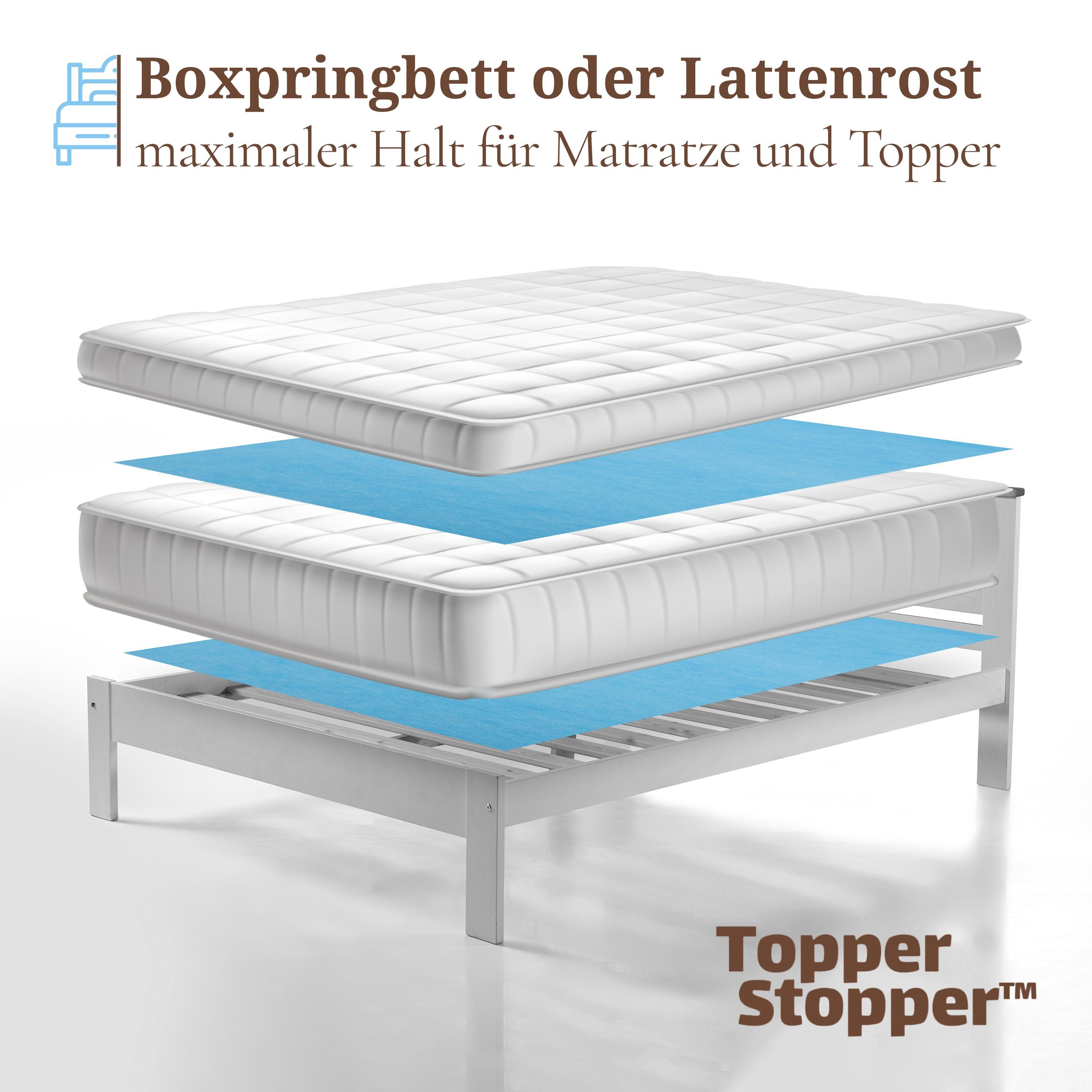 Matratzenschoner Topper Stopper, Antirutschmatte Boxspringbett & Matratze Topper Stopper, Ohne Weichmacher, Ohne PVC, Ohne Lösungsmittel, Allergikergeeignet
