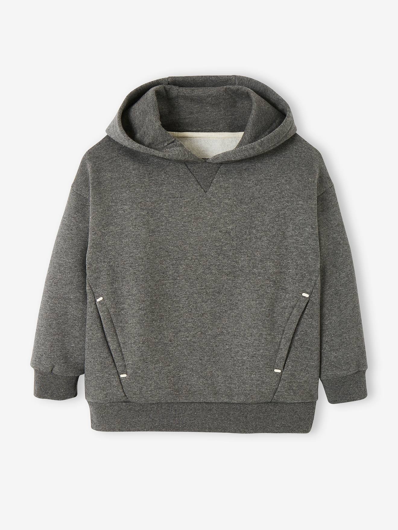Sweat à capuche sport garçon personnalisable gris fonce