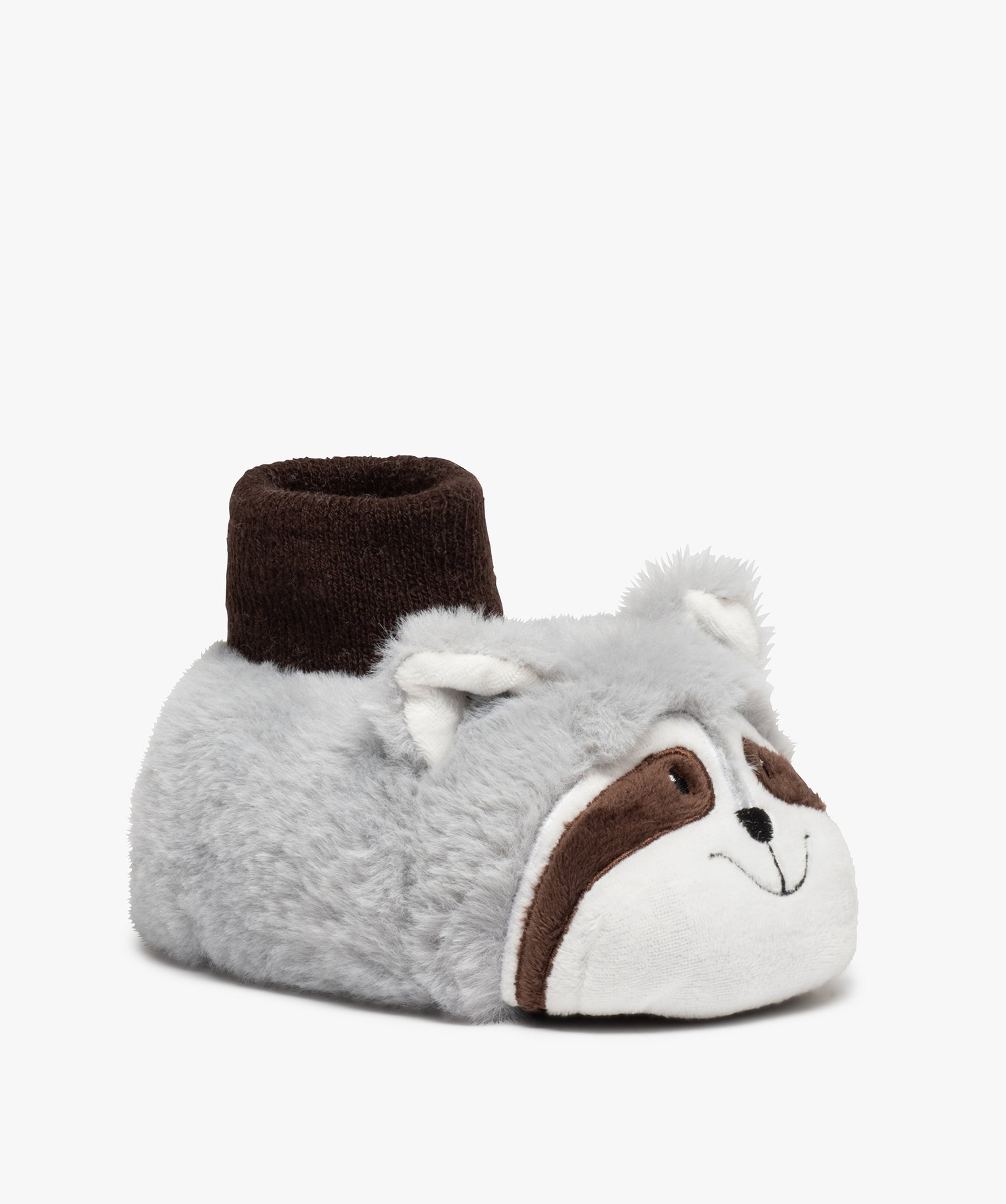Chaussons Garçon raton laveur en 3D à col chaussette gris | GEMO