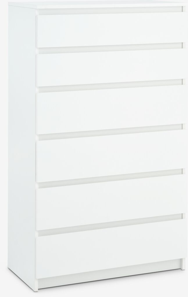 Commode TANGE, 6 tiroirs, blanche