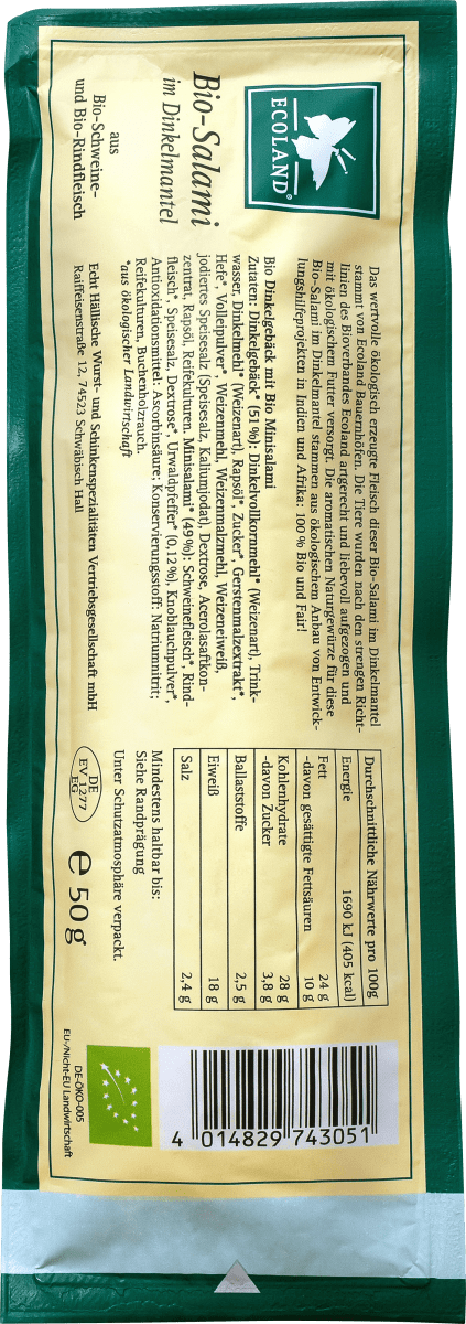 Salami im Dinkelmantel, 50 g