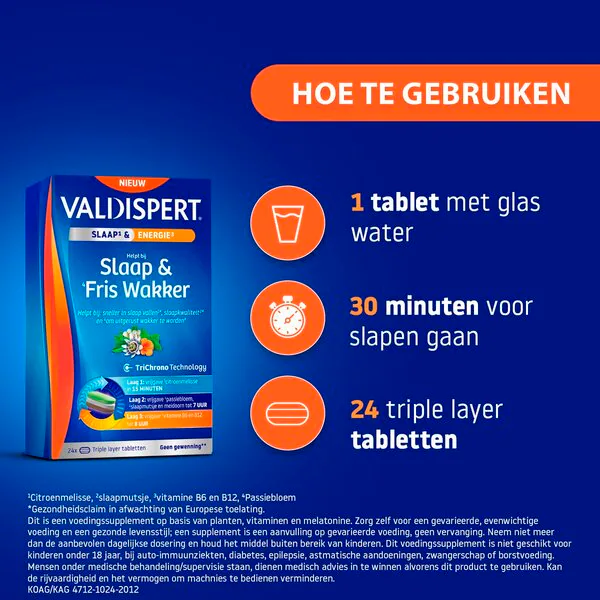 Valdispert Sleep & Wake Up Fresh trīsslāņu tabletes 24 gab.