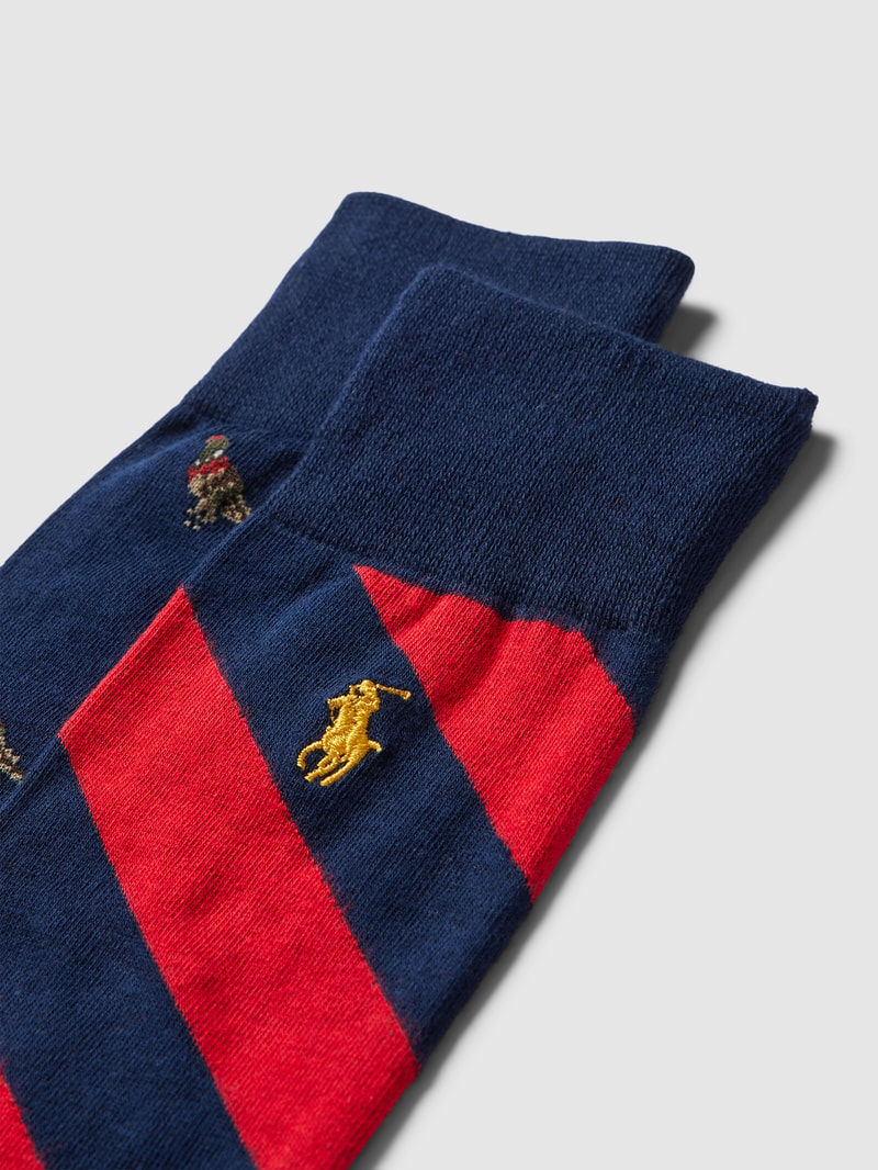 Socken mit Label-Details Modell 'PHEASANT' im 2er-Pack in dunkelblau
