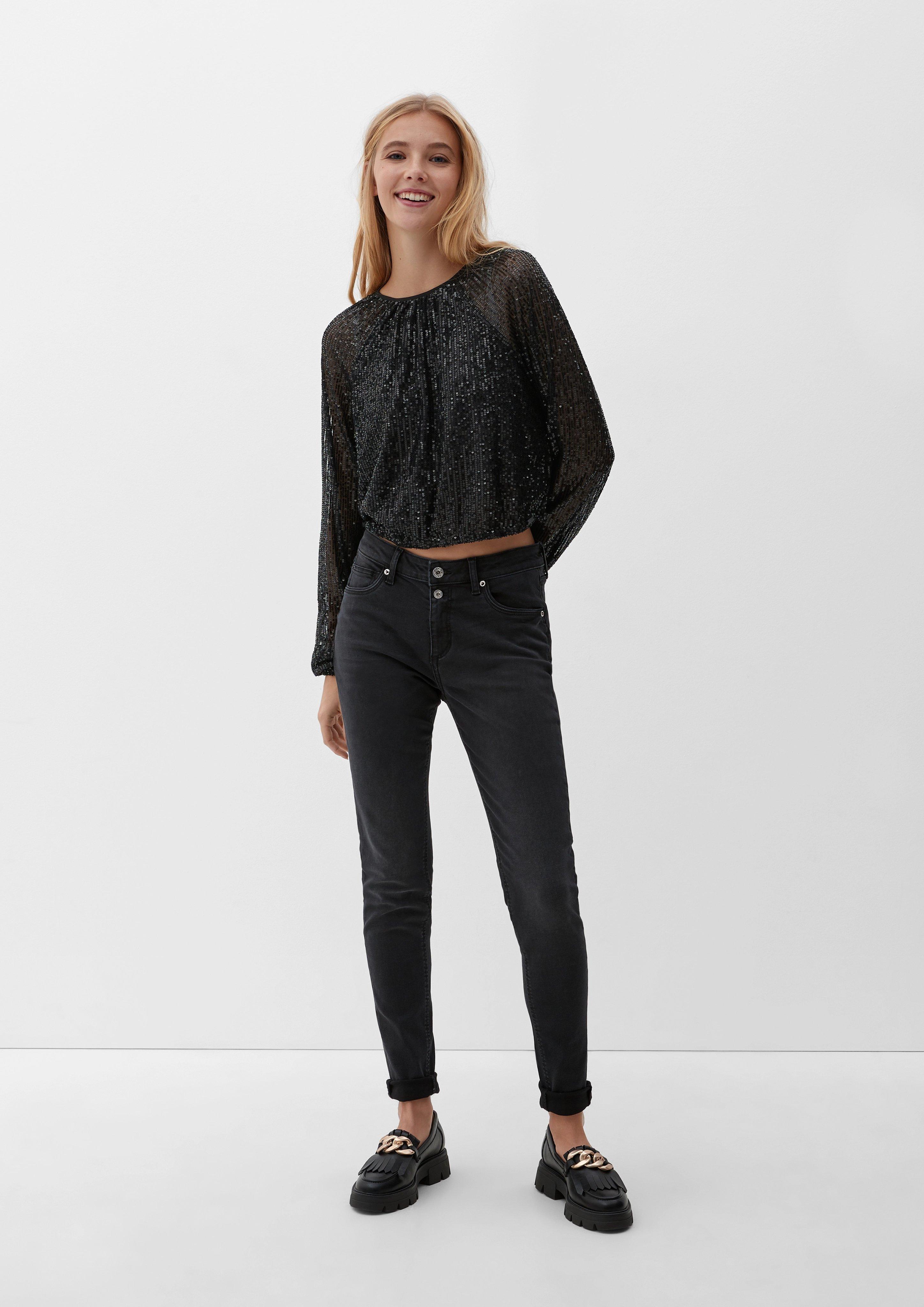 Mesh-Bluse mit Pailletten  2123873-9999