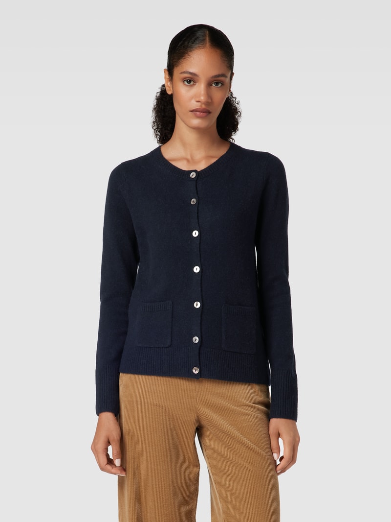 Strickjacke mit Knopfleiste und Eingrifftaschen in dunkelblau