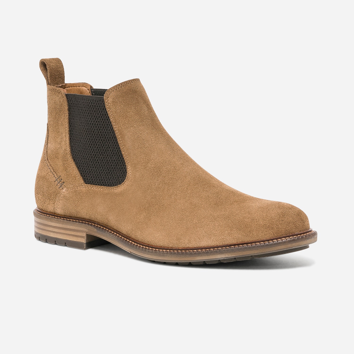 Chelsea boots camel en cuir velours