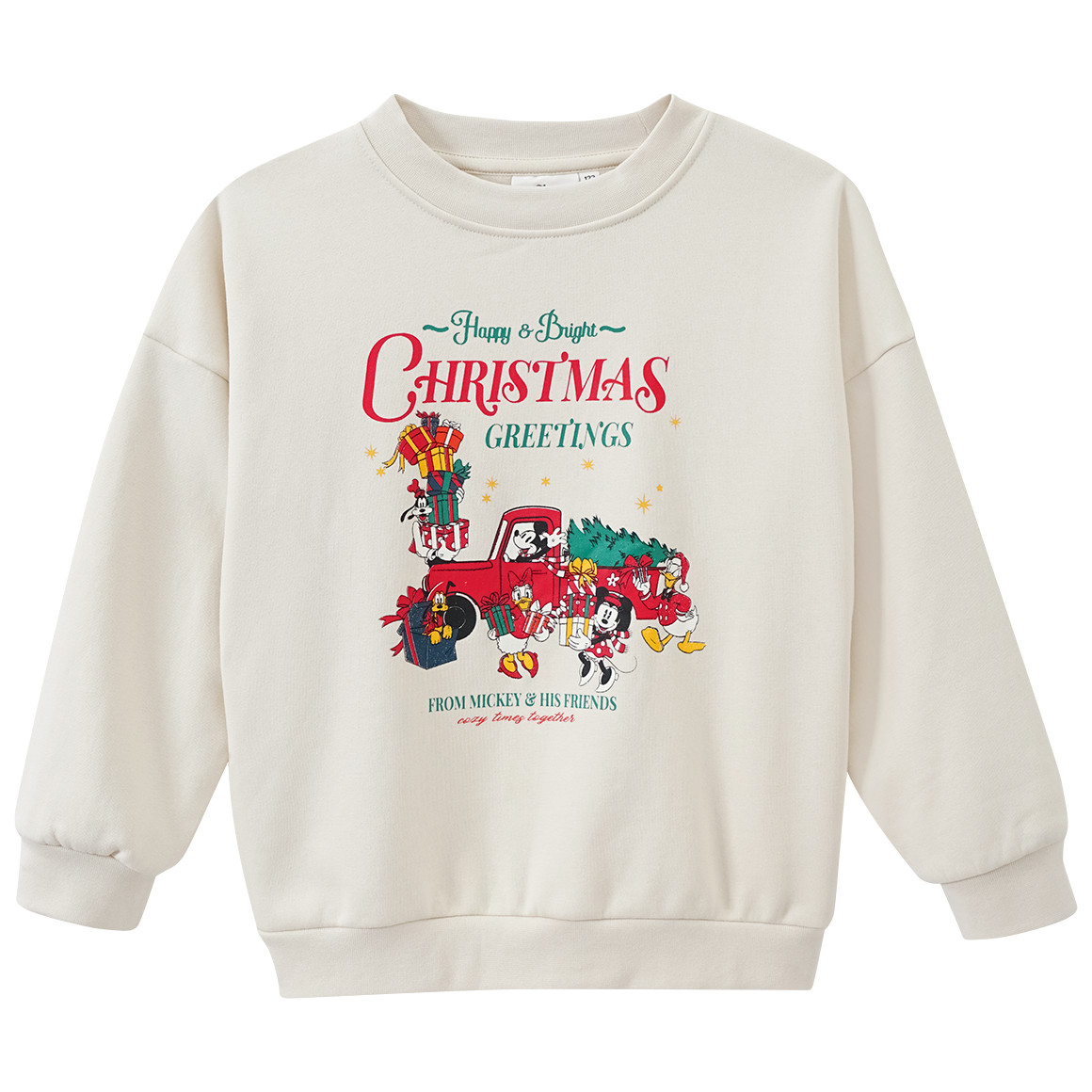Micky Maus Weihnachtssweatshirt mit Print creme