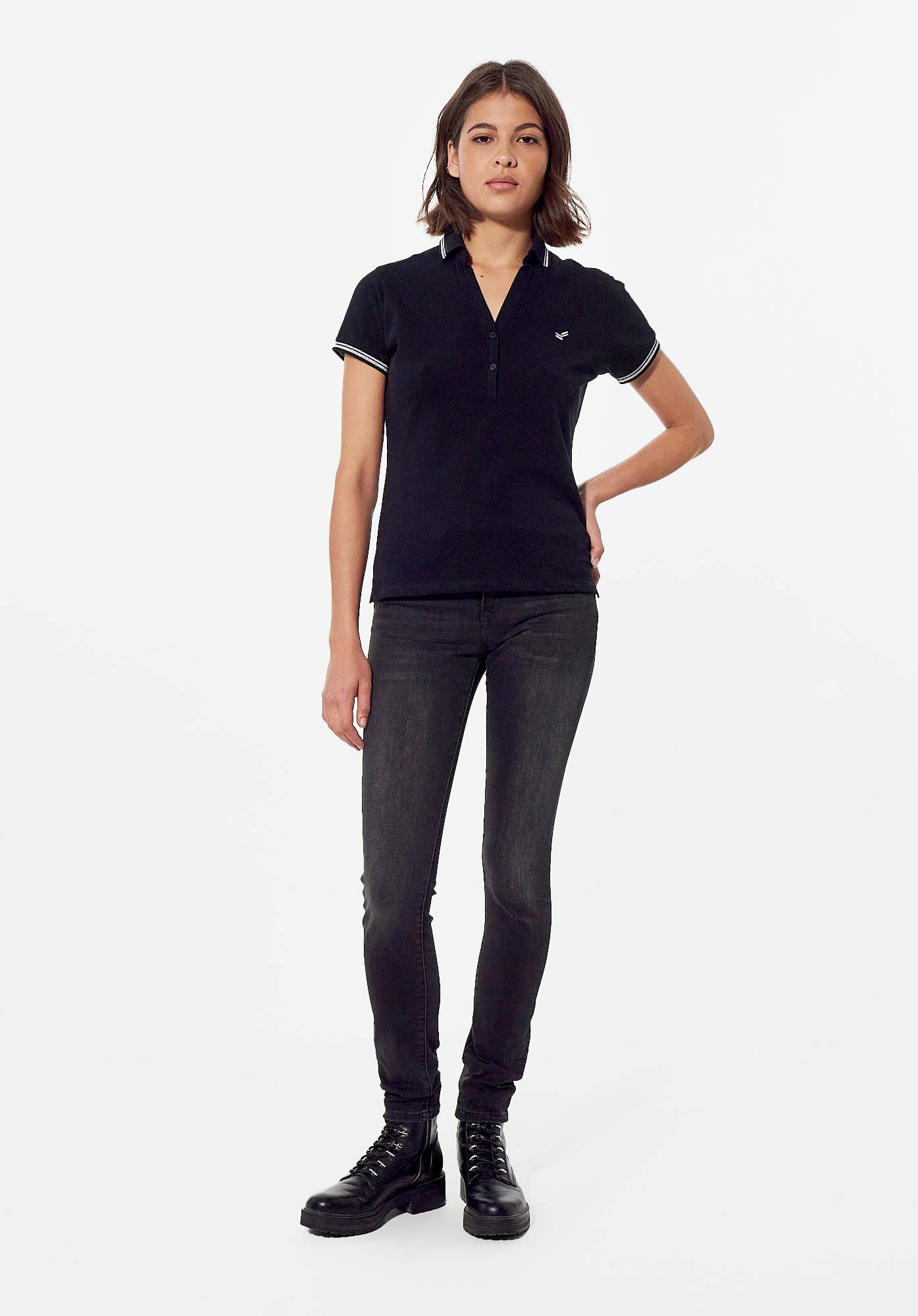 FASIC  Polo noir femme