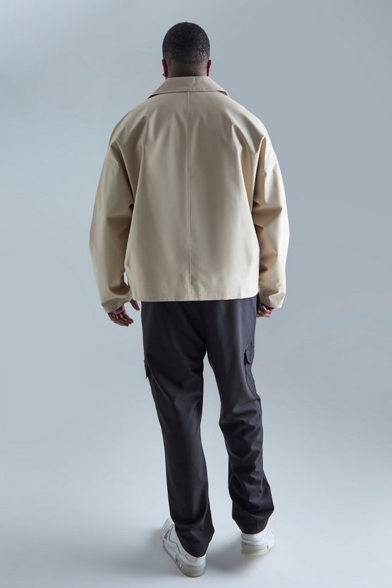 Plus kurzer zweireihiger Trenchcoat
