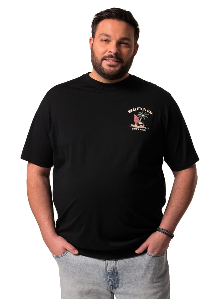 Men Plus Kurzarm T-Shirt in schwarz günstig kaufen