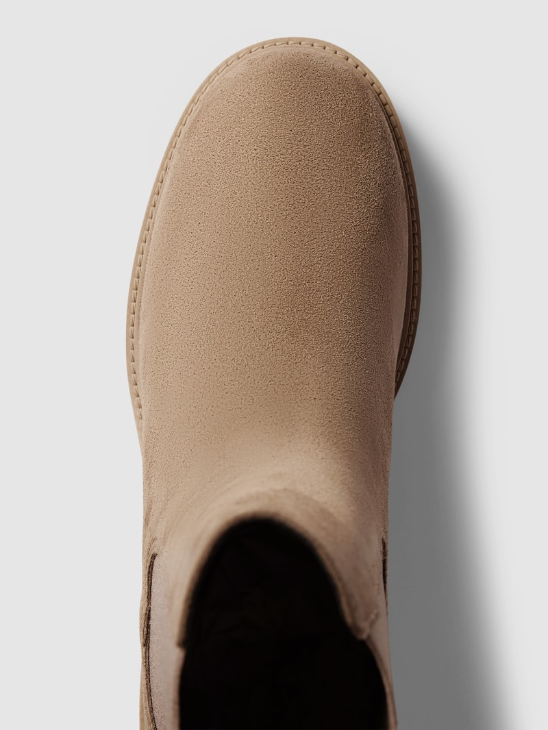Stiefeletten mit Blockabsatz und profilierter Sohle in beige