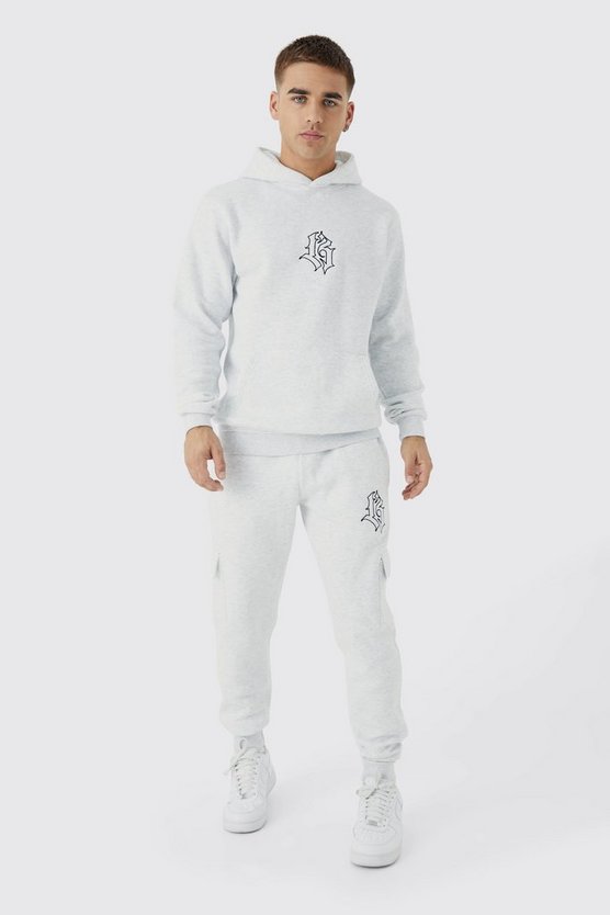 Bestickter Slim-Fit Cargo-Trainingsanzug