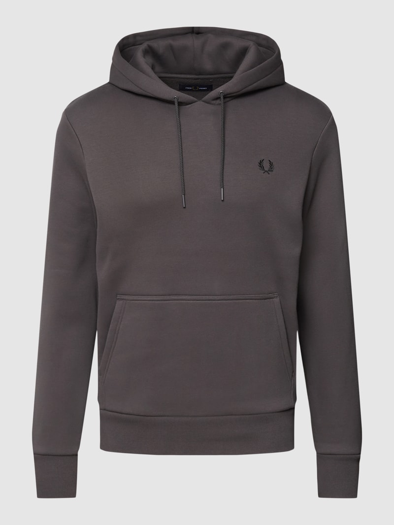 Hoodie mit Label-Design Modell 'Laurel' in graphit