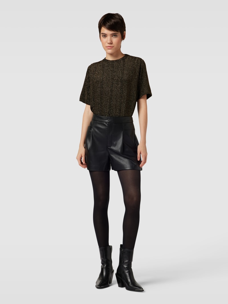 T-Shirt mit Effektgarn Modell 'XLURI' in metallic schwarz