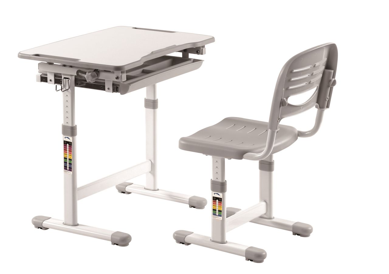 VIPACK COMFORTLINE höhenverstellbarer Schreibtisch inkl. Schreibtischstuhl 201 GRAU