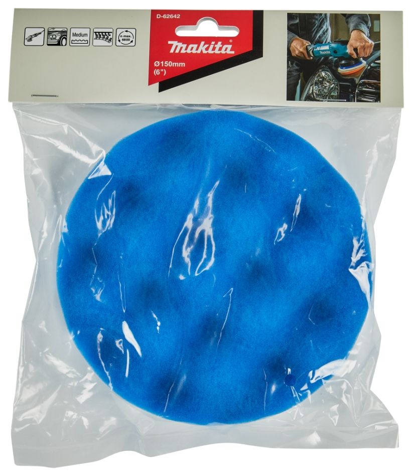 Burete de șlefuit Makita Accessories D-62642, albastru, moale, mediu, 150 mm
