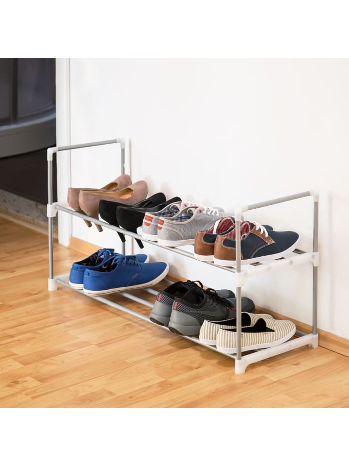 relaxdays Schuhregal in Silber/ Weiß - (B)90 x (H)45 x(T)31 cm günstig kaufen onesize