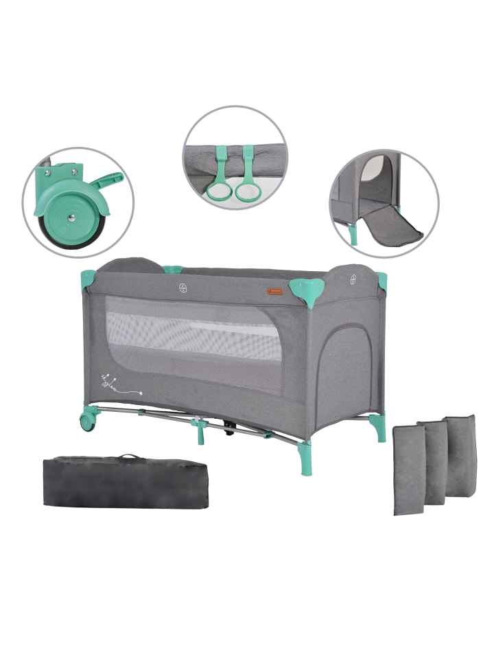 Cangaroo Reisebett Skyglow 2 Ebenen in grün günstig kaufen 60x120 cm