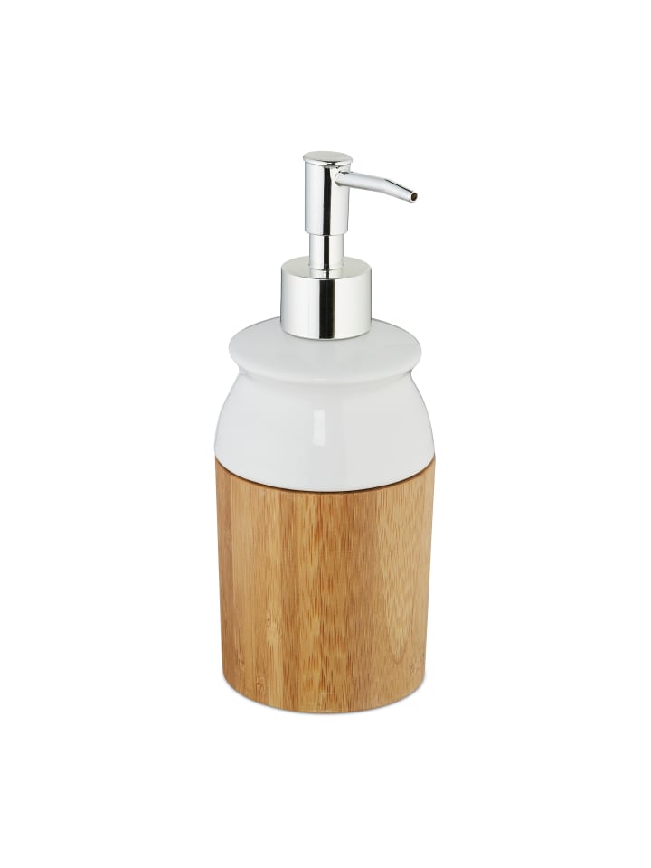 relaxdays Seifenspender in Natur/Weiß - 225 ml günstig kaufen onesize