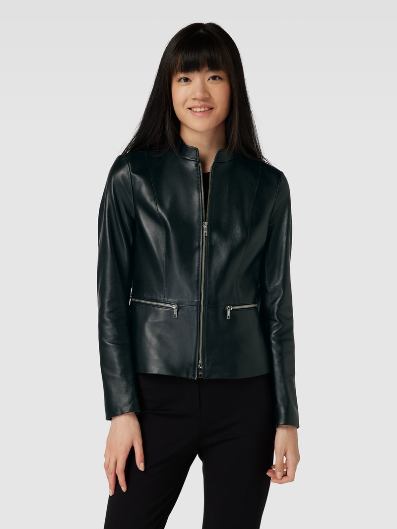 Lederjacke mit Reißverschlusstaschen Modell 'Salometa' in schwarz
