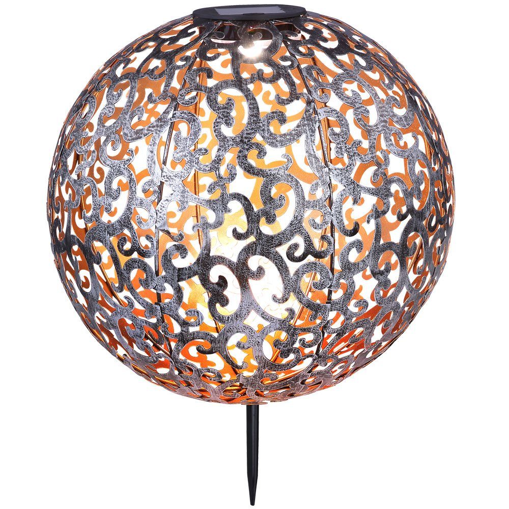 etc-shop Gartenleuchte, LED-Leuchtmittel fest verbaut, Warmweiß, Solarleuchte orientalisch Kugel Solar Kugellampe Erdspieß