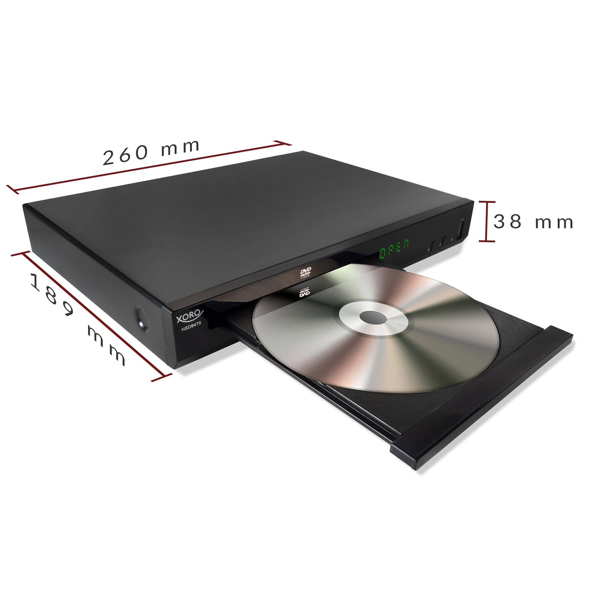 Xoro XORO HSD 8470 HDMI MPEG4 DVD-Player USB Mediaplayer 1080p Upscaling DVD-Player