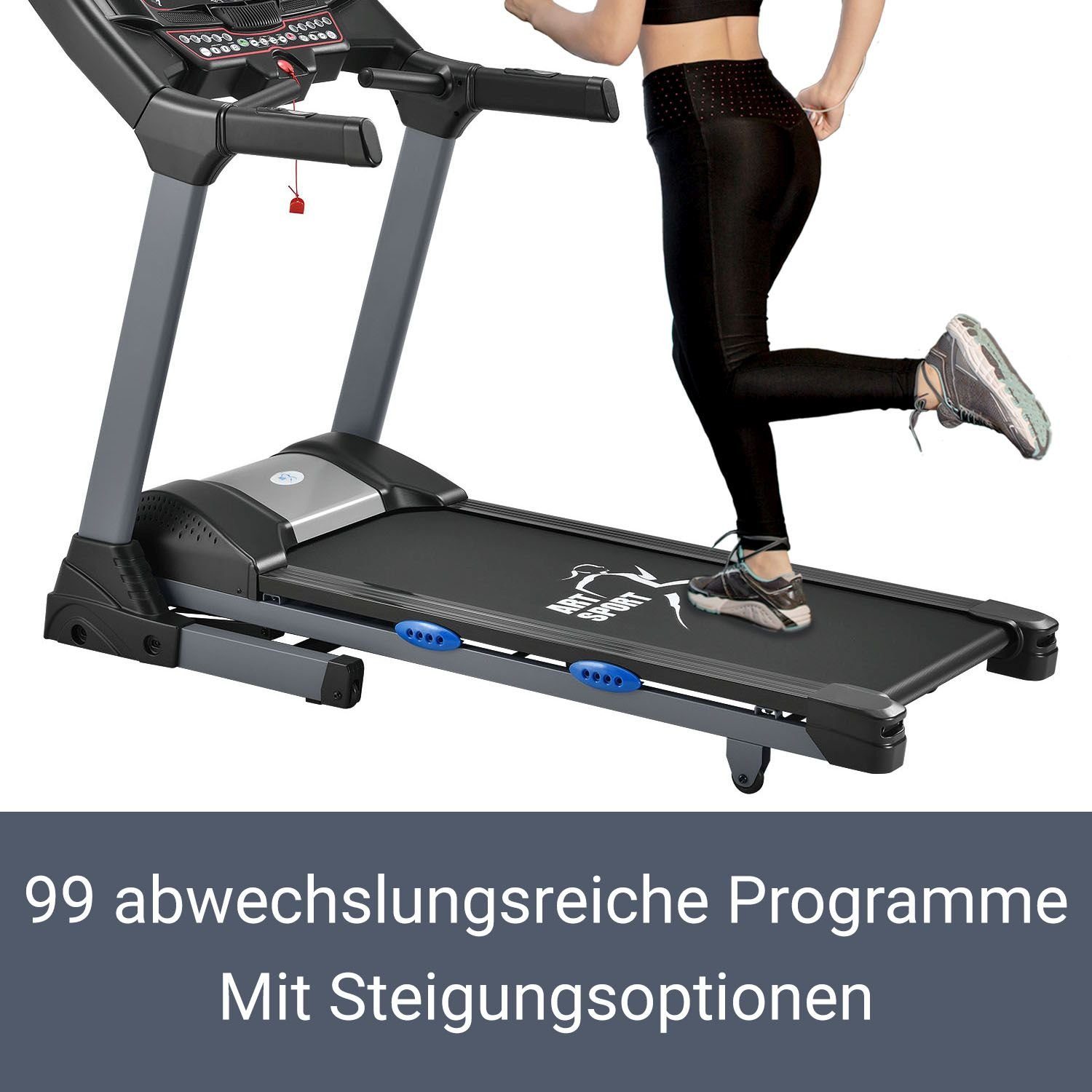 ArtSport Laufband Speedrunner 6000, moderner LCD Bildschirm, 99 Trainingsprogramme, mit Pulssensoren