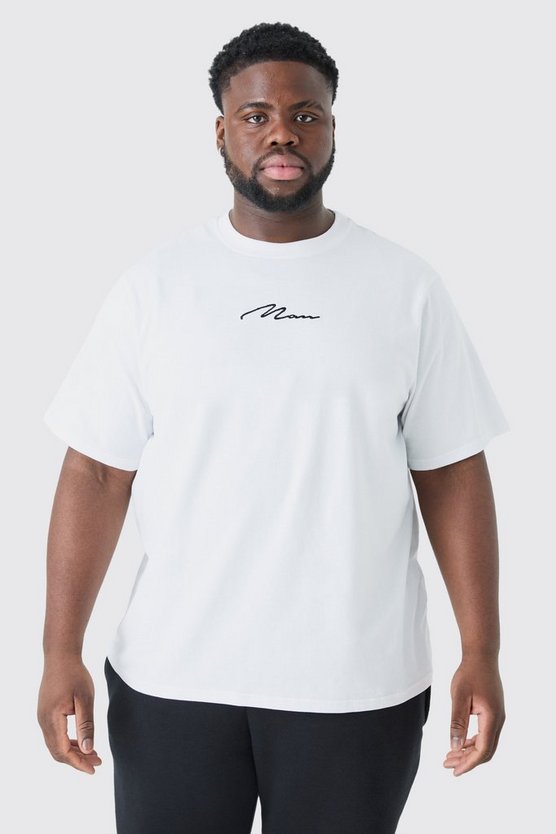 Plus T-Shirt mit Man Signature Stickerei