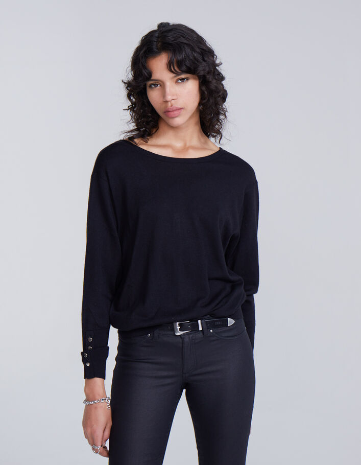 Cardigan maille tricot noir réversible femme