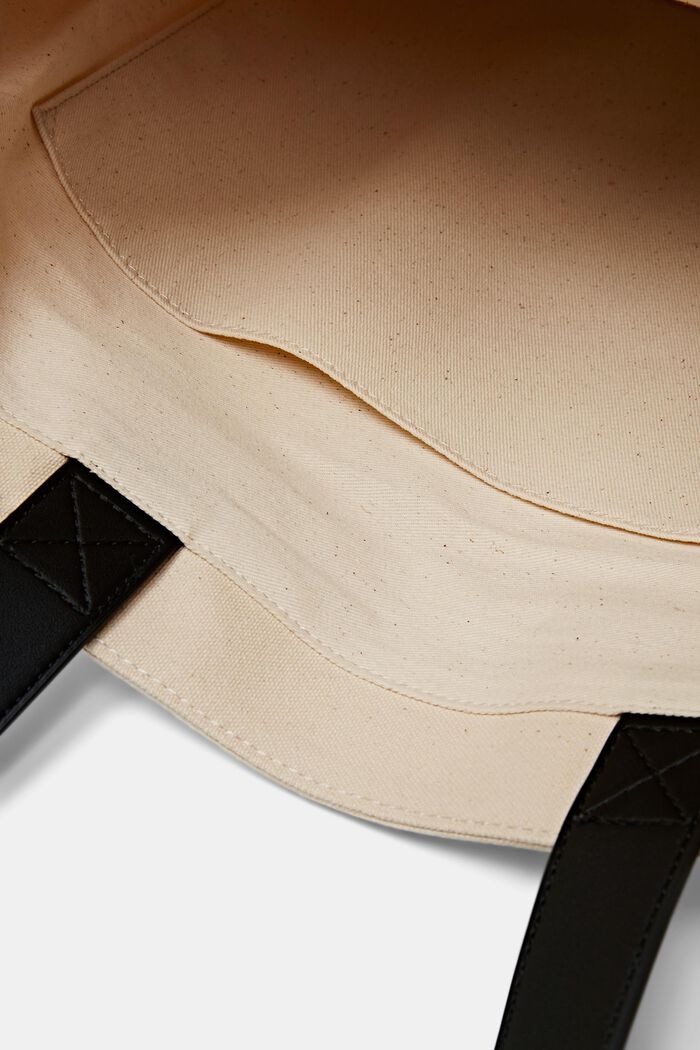 Tote aus Baumwollcanvas mit Details in Lederoptik