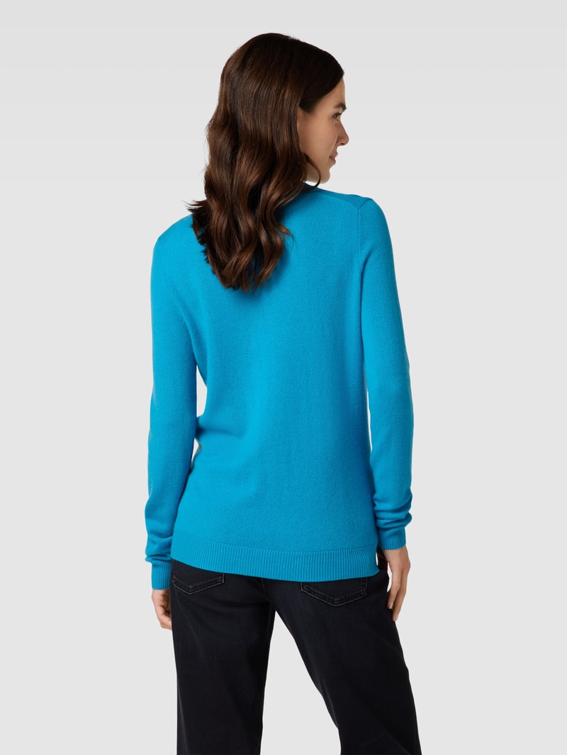 Kaschmirpullover in melierter Optik in himmelblau