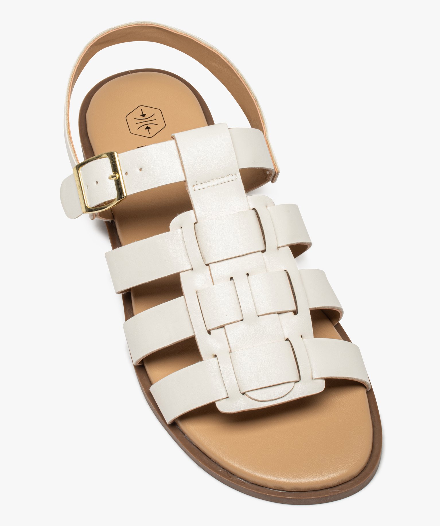 Sandales femme unies à talon plat et brides larges blanc | GEMO