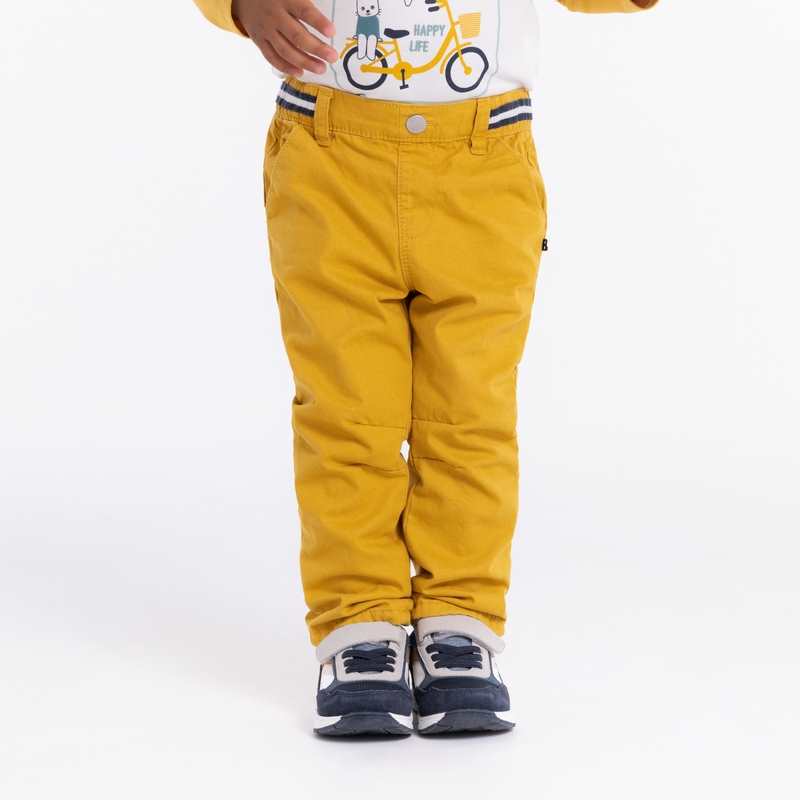 Pantalon coton taille élastiquée jaune bébé garçon