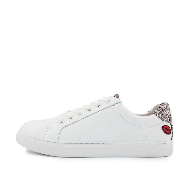 Baskets en cuir Simone blanc/glitter or rose