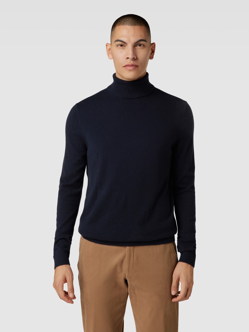 Strickpullover mit Rollkragen aus Kaschmir in marineblau