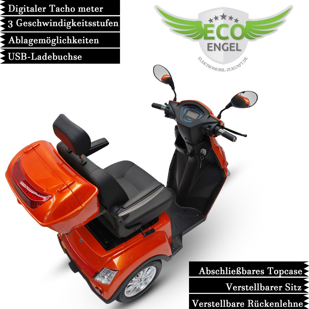 ECO ENGEL 504 Terracotta, 25 km/ h mit 1000 Watt Motor 20Ah, Seniorenmobil Elektro Roller