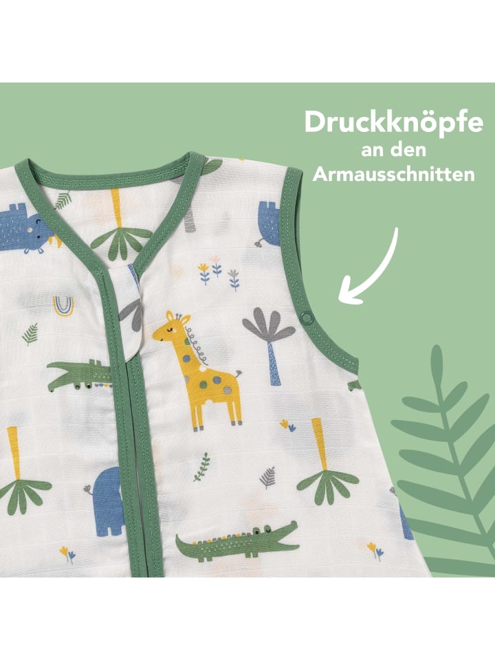 Schlummersack Musselin Babyschlafsack, 0.5 TOG in Dunkelgrün günstig kaufen